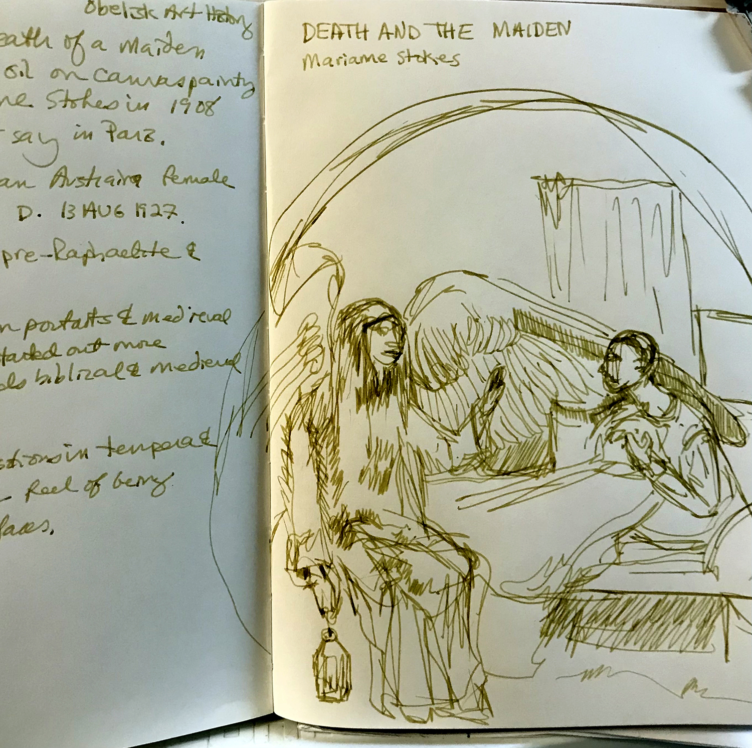 page in sketchbook of angel